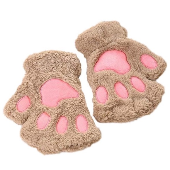 Accessories - Brown furry animal fingerless hand warmers